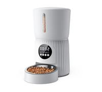 Comedero Gato Automatico, Faroro 4L Dispensador Comida Gatos/Perros con 1 a 6 Comidas Al Día, Control de Porciones, Voz 10s, Alimentación Lenta (Blanco)