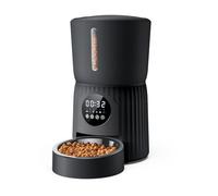 Comedero Gato Automatico, Faroro 4L Dispensador Comida Gatos/Perros con 1 a 6 Comidas Al Día, Control de Porciones, Voz 10s, Alimentación Lenta (Negro)