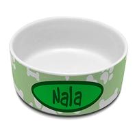 Comedero Gatos. Bebedero Gatos con Nombre. Personalizado. Comedero Gato Cerámica. Volumen 650ml. Huellas Verdes