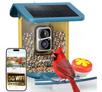 Comedero inteligente para pájaros con cámara, compatible con 2.4 GHz/5 GHz, vapor vivo 2K para exteriores, gran capacidad de 1.8 L, identificación de videos de captura automática, cámara inteligente