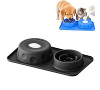 Comedero Lento Antideslizante para lamer Perros con Bola, alimentador de Rompecabezas de Silicona, Cuenco Interactivo para lamer Mascotas para Perros y Gatos, Caldo de Huesos, Yogur, Comida húm Black