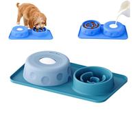 Comedero Lento Antideslizante para lamer Perros con Bola, Cuenco Interactivo para lamer Mascotas, alimentador de Rompecabezas de Silicona para Perros y Gatos, Caldo de Huesos, Yogur, comid Blue-Green