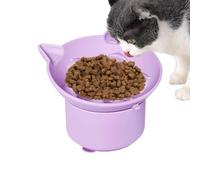 Comedero lento de cerámica elevado para gatos con diseño de piscina de peces, borde alto, comedero de rompecabezas de vómitos, alimentos secos y húmedos, promueve la dieta (verde) (morado, 10 x 9 cm