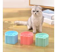 Comedero lento elevado para gatos, cuenco de plástico elevado para alimentos secos y húmedos (12.5 x 8.5 cm)