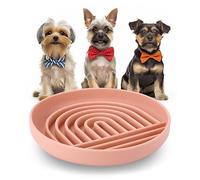Comedero Lento para Perros - Alfombrilla de Silicona Antideslizante con Ventosa, 7,5 Pulgadas, para Comer Rápido, Cuenco para Mascotas (Ruborizado)