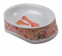 Comedero ovalado de melamina con corazones de 1,2 litros, rosa