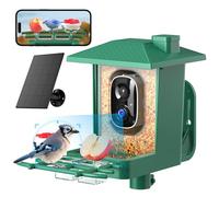 Comedero Pajaros Exterior Camara Solar: 2K HD WiFi Comedero para PáJaros Resistente IP66 - Regalos para Los Amantes Los PáJaros AI Seguimiento Prueba Ardillas Jardin- Bird Feeder Camara