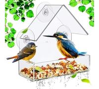 Comedero Pájaros Exterior Transparente, Comedero para Pájaros Salvajes Colgante, Comedero Pajaros, Comederos para Pajaros con Ventosas, Bird Feeder Casa Pajaros Exterior, 15 x 15 x 6.5cm