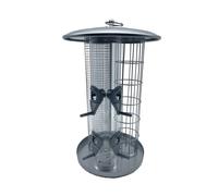 Comedero para pájaros Relaxdays, estación 3 en 1 para Semillas, Bolas de sebo y Cacahuetes, Resistente, Hierro, Plateado