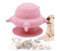 Comedero para cachorros, Biberon Perro, Cuenco de Leche Biónica de Silicona para Mascotas con 4 Chupetes y Ventosa, Biberón de Silicona para Cachorros, Gatitos, Lactancia (Rosa)