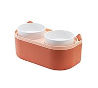 Comedero para gatos de doble tazón con estuche de almacenamiento, cuenco elevado para agua para gatos, cuencos dobles, contenedor de alimentos para gatos, perros, comedero para mascotas pequeñas