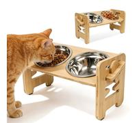Comedero para gatos elevado, con soporte, juego de 2 unidades, acero inoxidable, altura ajustable e inclinada, comedero para alimentos y agua, comedero para gatos y perros pequeños, comedero para