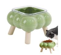 Còmedero para Gatos PP y Vidrio - Elevado, Antideslizante | Cuenco Estable, Soporte Alto para el Cuello, Diseño de Vidrio de Burbujas, Ideal para Comida y Agua, Interior Exterior