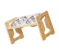 Comedero para mascotas con cuenco doble y marco de madera de 5 niveles de ajuste de altura para alimentación de gatos de perro uso de altura ajustable tazón de comida para mascotas