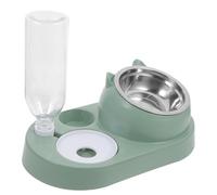 Comedero para Mascotas con Dispensador de Agua y Cuenco de Comida | Metal y Plástico, Placa Antiderrame, Uso en Casa y Jaula, para Gatos y Perros Pequeños