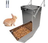 Comedero para mascotas de acero inoxidable para animales pequeños, duradero con tapa, jaula para conejos, para varios días (para conejillos de indias, pájaros, hurones (1 unidad, 3.3 pulgadas)