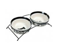 Trixie set comededero perro cerámico + pie, 2x0.6 l