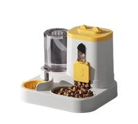 comedero para Mascotas, Un Bonito comedero y Bebedero automático 2 en 1 for Gatos con dispensador de Agua Lavable(Yellow)