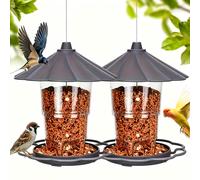 Comedero para pájaros colgante, pajarera con soporte, para actividades al aire libre, dispensador de alimento para pájaros, comedero de gran capacidad, para todas de jardín