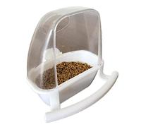Comedero para pájaros con perca, dispensador de alimentos para cacatúas, periquitos, pájaros del amor, dentro de la jaula, comedero sin ensuciar con percha para jaula, dispensador de alimentos