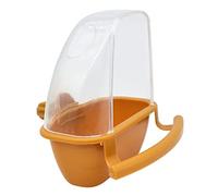 Comedero para pájaros con perca, dispensador de alimentos para cacatúas, periquitos, pájaros del amor, dentro de la jaula, comedero sin ensuciar con percha para jaula, dispensador de alimentos