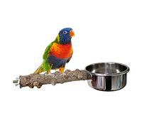 Comedero para pájaros con soporte de madera, accesorios para periquitos, cacatúas, guacamayos, pájaros del amor, pinzones, comedero de agua para pájaros jaulas, soporte para percas, lazos para patas