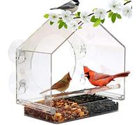 Comedero Para Pájaros De Ventana, Comederos Para Pájaros Al Aire Libre, Casita Para Pájaros Grande, Comedero Para Pájaros A Prueba De Ardilla Con Ventosas Fuertes Y Bandeja Deslizante De Semillas