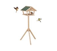 Relaxdays Casa para pájaros con Soporte, 137 cm de Altura, Techo Impermeable, jardín y balcón, Madera de Abeto, Natural, 80%, 137 x 66 x 59 cm
