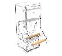 Comedero para pájaros sin ensuciar, contenedor automático de acrílico transparente con perca, dispensador de alimentos para periquitos, accesorios de jaula para cacatúa, ardilla, pinza, tortolitos,
