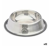 Comedero para Perro Mascow Gris Plateado Goma Metal 22 x 5 x 22 cm 22 x 6 x 22 cm (12 Unidades)