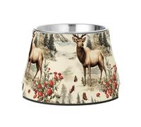 Comedero para perros, cuencos antideslizantes de acero inoxidable para agua y comida para perros de alimentación lenta, alimentación cómoda, belleza, alce, río