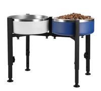 Comedero para perros elevado, 4 alturas ajustables, comedero elevado, ofrece espacio para 2 comederos de 15 a 28 cm para perros de metal para mascotas medianas y grandes, estable y antideslizante