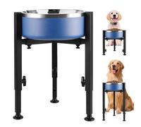 Comedero para perros elevado, 4 alturas ajustables, cuenco elevado, soporte para perros, soporte de metal para mascotas medianas y grandes, estable y antideslizante (solo soporte)