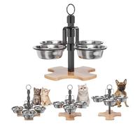 Comedero para perros elevado, comedero para gatos elevado, cuenco para gatos elevado con 4 cuencos de acero inoxidable, soporte de altura ajustable, cuencos para gatos para agua, comida para gatos