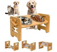 Comedero para perros elevado con soporte, comedero elevado, barra para perros, altura ajustable, comedero para perros elevados, comedero elevado para perros y gatos pequeños con 2 cuencos de acero