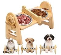 Comedero para perros elevado con soporte, comedero para perros, comedero ajustable para perros, comedero para perros con 2 cuencos de acero inoxidable y pies antideslizantes para perros pequeños y