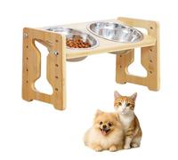 Comedero para perros elevado, cuenco para perros elevado con soporte, cuenco de alimentación ajustable en altura antideslizante, 5 alturas ajustables con 2 cuencos de acero inoxidable, comedero