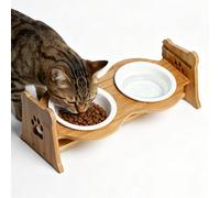 Comedero para perros elevado, soporte ajustable para perros, antideslizante, altura ajustable, 15 ° de inclinación y protege las articulaciones, estación de alimentación de madera, comedero para