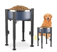 Comedero para perros elevado, soporte para perros de 6,3 a 10,2 pulgadas: WANDGU 4 alturas ajustables para perros, comedero elevado para perros grandes, medianos y pequeños, cuenco no incluido, negro