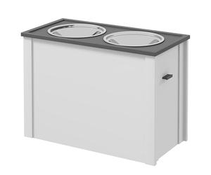 Comedero para perros PawHut, estación de alimentación para perros con espacio de almacenamiento, bebedero, soporte para comederos con cuencos de acero inoxidable de 2 litros, soporte para comederos de