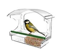 Comedero para ventana transparente para pájaros, casa de pájaros con ventosas, dispensador de comida, ventana grande, comida para pájaros, plástico acrílico transparente con cuenco para alimentos