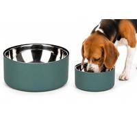 comedero Perro - comedero Xara Verde Premium de Acero Inoxidable - Doble Pared Resistente - 1,2L