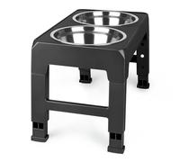 Comedero Perro Elevado Ajustable, Bebedero Perro Antigoteo y Comedero Lento para Perros, con Base de Silicona Antideslizante, para Perros Pequeñas Medianos Grandes(44 * 24 * 8cm-Negro)