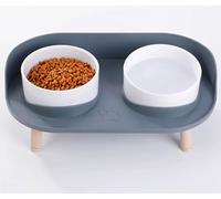 Comedero Perro Elevado Bebedero Perro - Cuenco Perro Doble con Soporte Antisalpicaduras - Plato para Perro Gato - Bol Comida y Agua para Perros Pequeños y Medianos y Gatos Grandes (Gris)