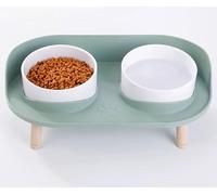 Comedero Perro Elevado Bebedero Perro - Cuenco Perro Doble con Soporte Antisalpicaduras - Plato para Perro Gato - Bol Comida y Agua para Perros Pequeños y Medianos y Gatos Grandes (Verde)