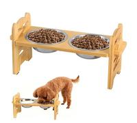 Comedero Perro Elevado para Perros con Altura Ajustable, Comedero para Perro con Soporte Antideslizante y 2 Cuencos de Acero Inoxidable, Regulable para Perros y Gatos