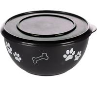comedero Perro - Kena Negro & Plata con Tapa - Talla L - Acero Inoxidable - croquetas Perro - 1,25 L