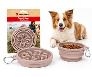 comedero Perro - Slow Feeder Nino Taupe Plegable - comedero Anti atragantamiento para Viaje - 500ml