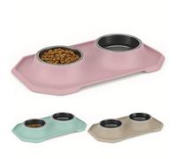 Comedero Perro y Gato Doble Grande - Cuencos Comederos para Perros y Gatos Hechos en España con Materiales 100% Reciclados - Plato y Bebedero para Agua y Comida - 2x500ml - Mascotas Medianas o Grandes