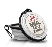 Comedero plegable y portátil para perros con mosquetón para pasear con tus cuatro patas. Práctico, ligero y sobre todo práctico. (Mia giu le zampe)